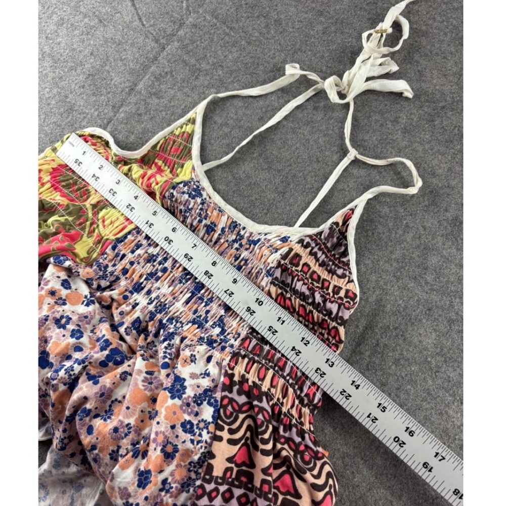 Free People Patchwork Asymmetrical Maxi Dress - Cream, Pink, Orange, Green, Blue - Picture 4 of 16